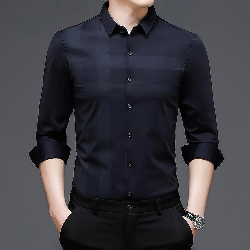 Весна и осень Новая мужская деловая повседневная рубашка Мужская рубашка-поло — фото 3