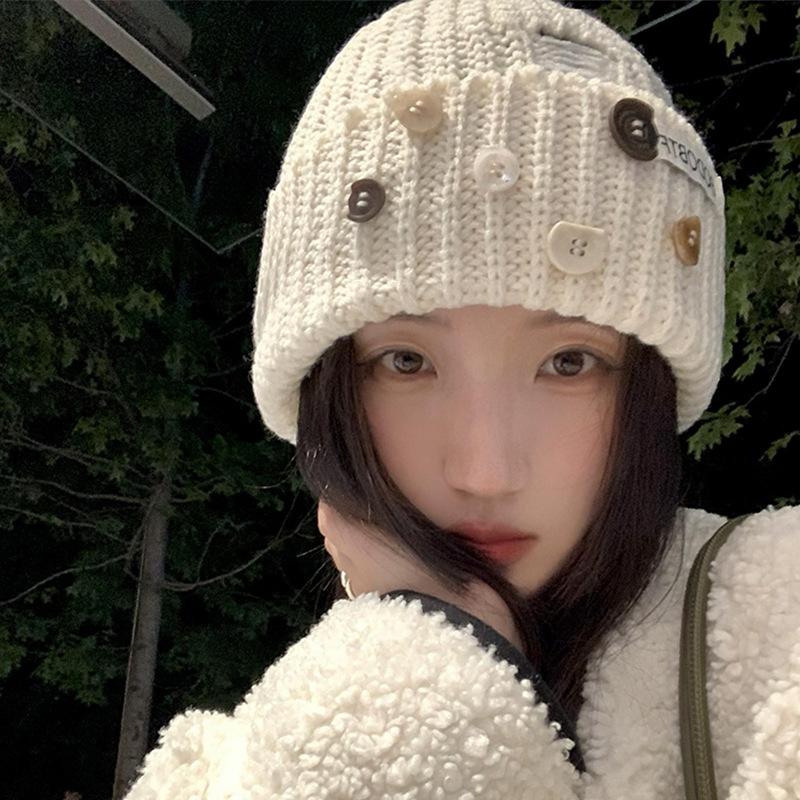Knitted Woolen Hat for Women In Autumn and Winter Korean Style Cold Proof and Warm Pullover Hat Versatile and Face Friendly Small Hat  Trendy