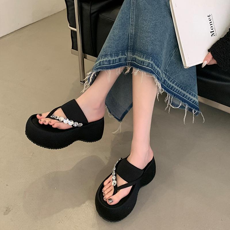 

Шлепанцы на толстой подошве, женские, новые сандалии, женская обувь, нишевый каблук, шлепанцы с перемычкой, женские 35 чёрный