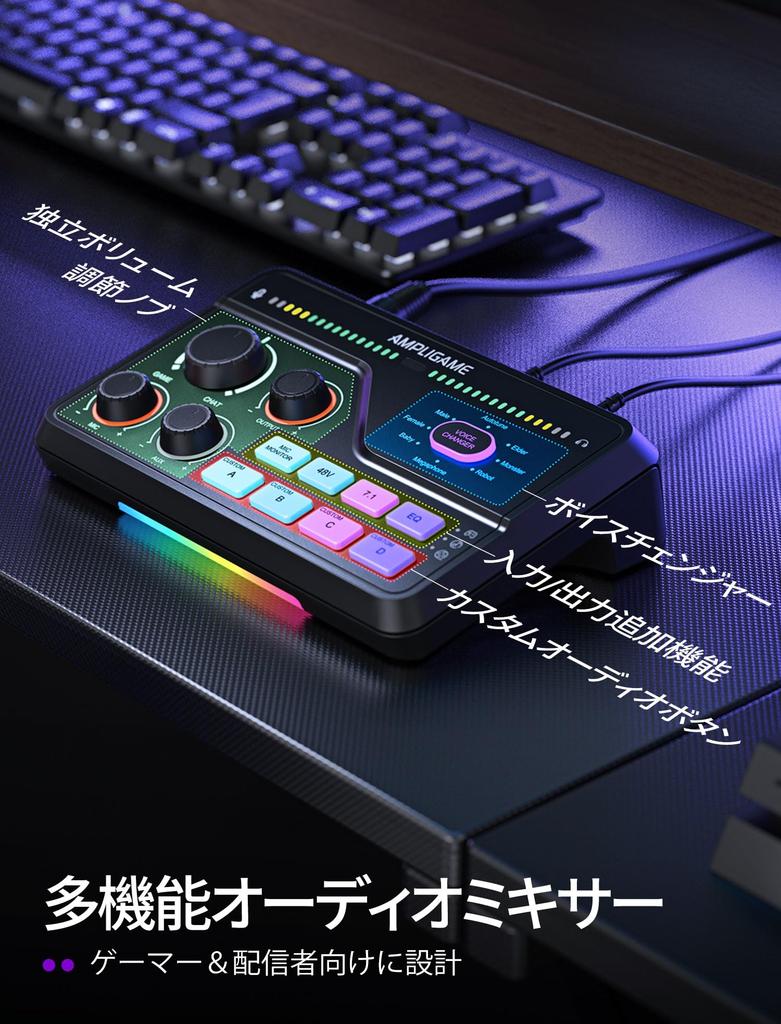 FIFINE AmpliGame SC8 Streaming Audio Audio Interface with Audio Balance Compatible with Gaming Mixer for Game Live and Music Voice 48V Phantom Custom