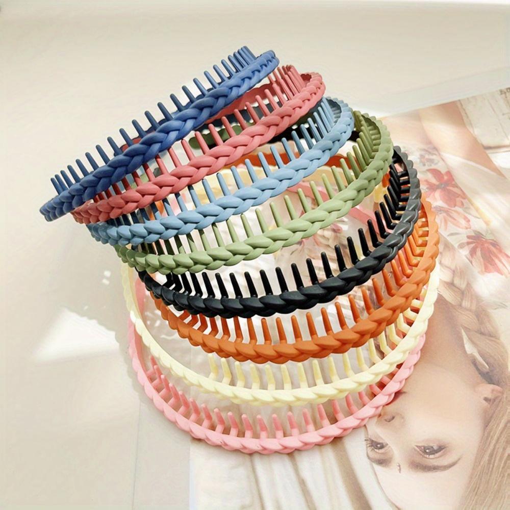 Modisches, gedrehtes Kreuz-Stirnband aus Kunststoff für Frauen und Mädchen mit Zähnen, rutschfest, flexibel, Gesichtswasch-Haar-Styling-Zubehör, neu