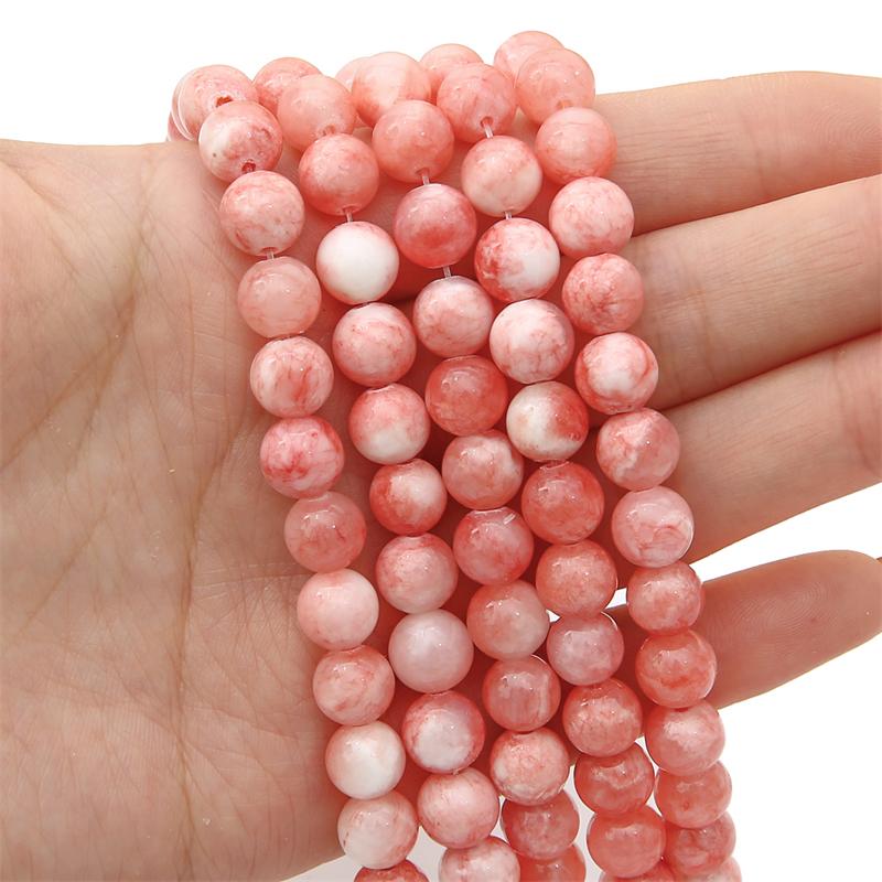 

Натуральные цветные круглые бусины, свободные круглые бусины для изготовления ювелирных изделий, браслет, ожерелье, серьги, аксессуары 10mm 10pcs персиковый