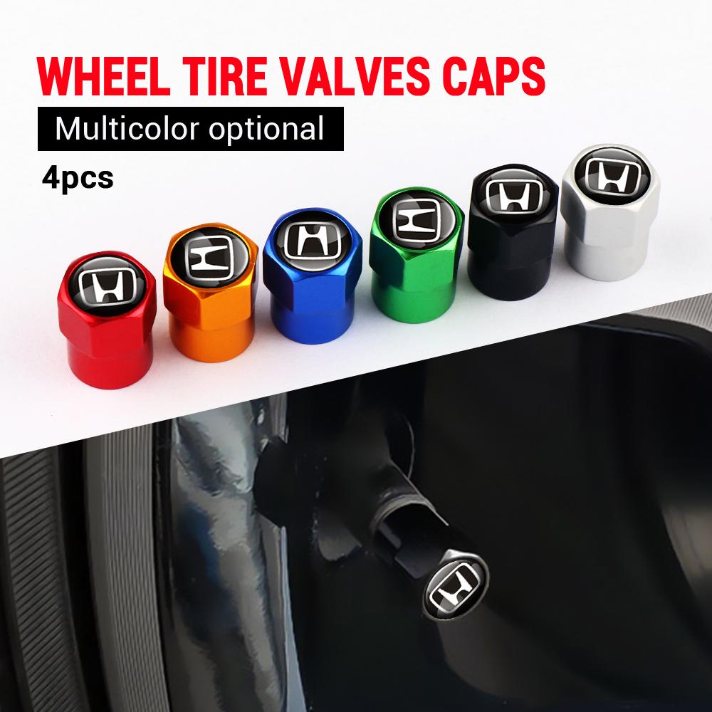 4Pcs Car Wheel Tire Valve Caps Metal Stem Cover Auto Accessories For Honda Civic City Accord Odyssey Fit Spirior Freed CRV Jazz