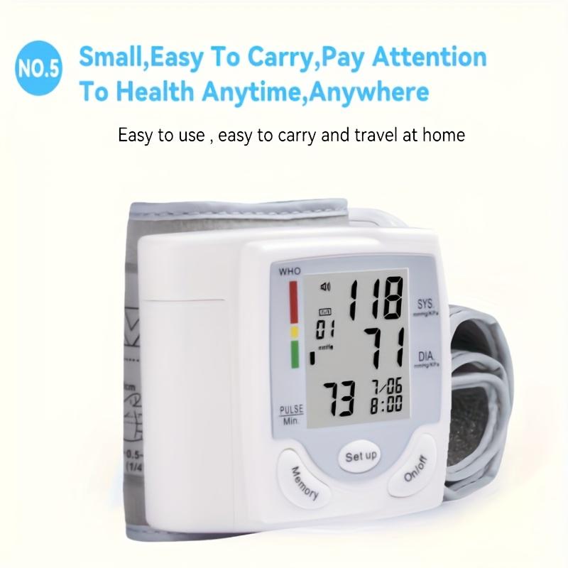 Monitor de Presión Arterial de Muñeca Automático con Pantalla LCD Grande - Brazalete Ajustable, Detección de Frecuencia de Pulso, Alerta de Latido Irregular