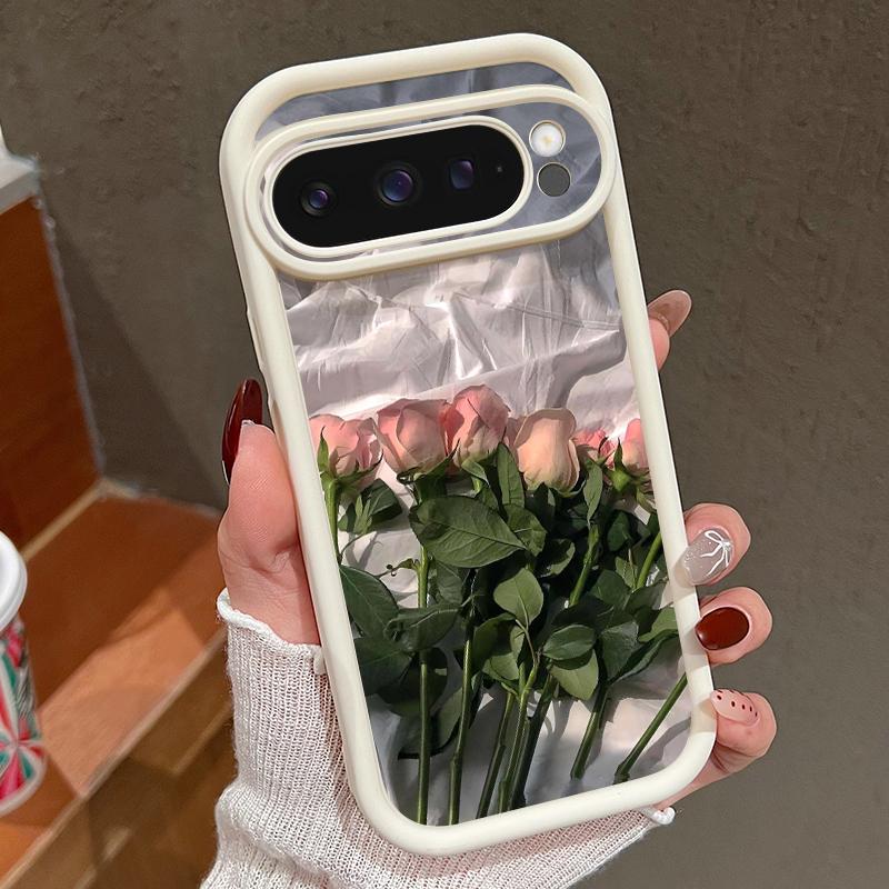 Oil Painting Rose Flowers Pattern Phone Case For Google Pixel 8 7 Pro 8A 9 Pro XL Candy Color Soft TPU Silicone Shockproof Cover For Pixel 9 8 7 Pro
