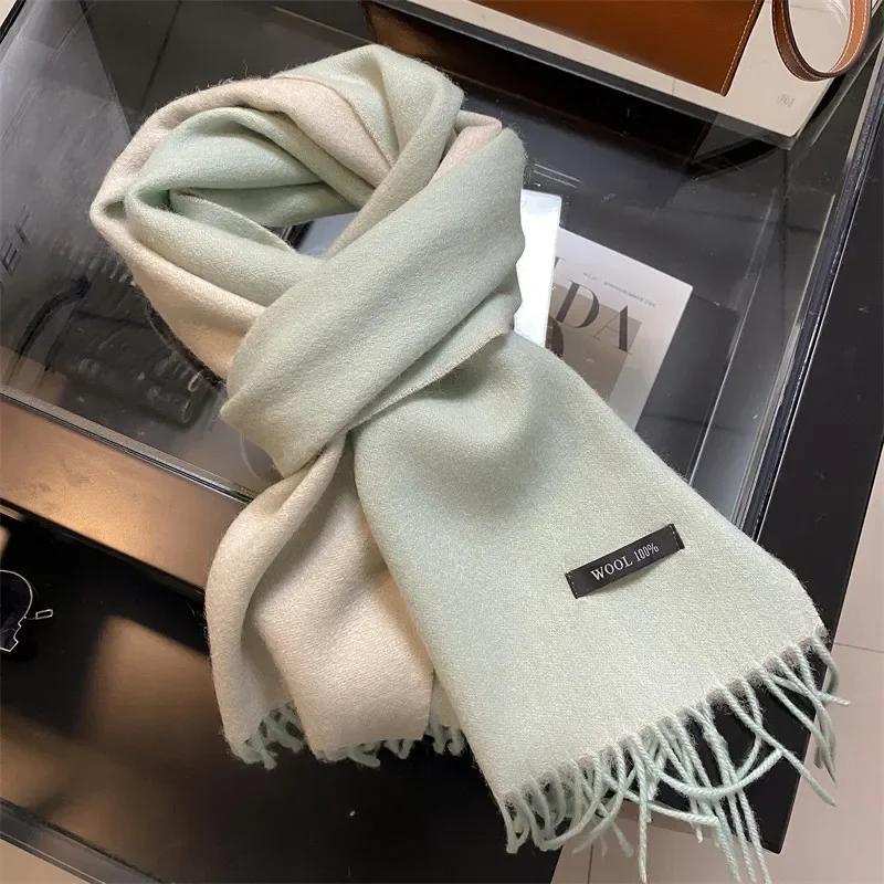 High Quality Soft Warm Thick Scarf Women Men 100% Wool Double-sided Tassel Muffler Male Female Thermal Classic Shawl Ladies