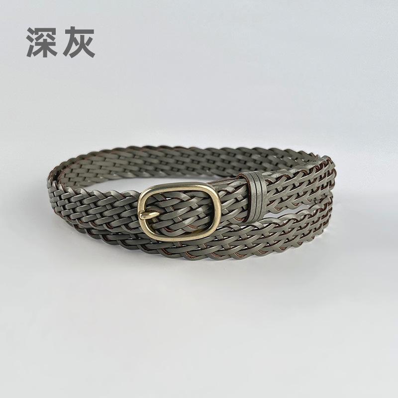 Four Seasons Available New Women'S Non Perforated Weaving Belt Retro Fashion Decoration Casual Pants Jeans Dress Belt