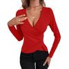 2026 Asymmetrical V-neck Buttoned Slim-fit Women's T-shirt - Elegant & Sexy Style