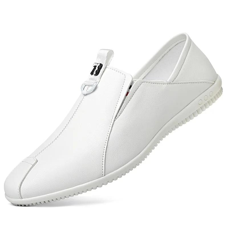 Leather Shoes Men Shoes Soft Soled Men Business Casual Shoes One Step On Wear Resistant Bean Shoes Small White Shoes