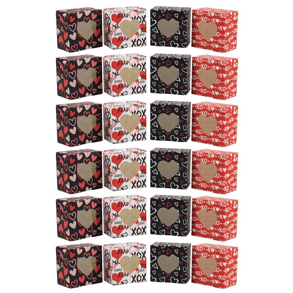 Valentine's Day Treat Box Heart Cardboard Box with Window Valentines Gift Container for Goodie Cookie Candy Party Supply