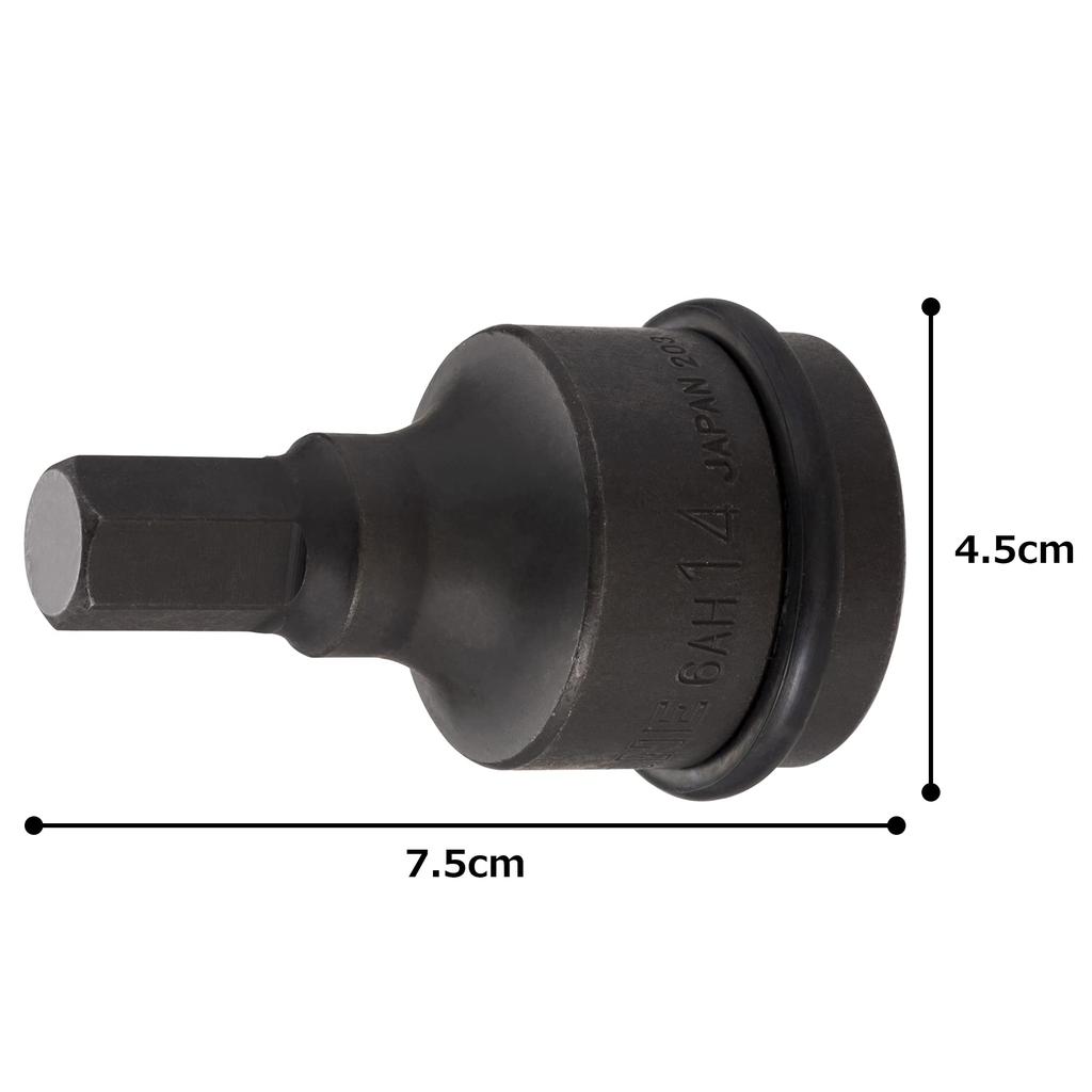 TONE Impact Hexagon Socket 14mm Hexagon Size 6AH-14, 19.0mm (3/4") Drive,