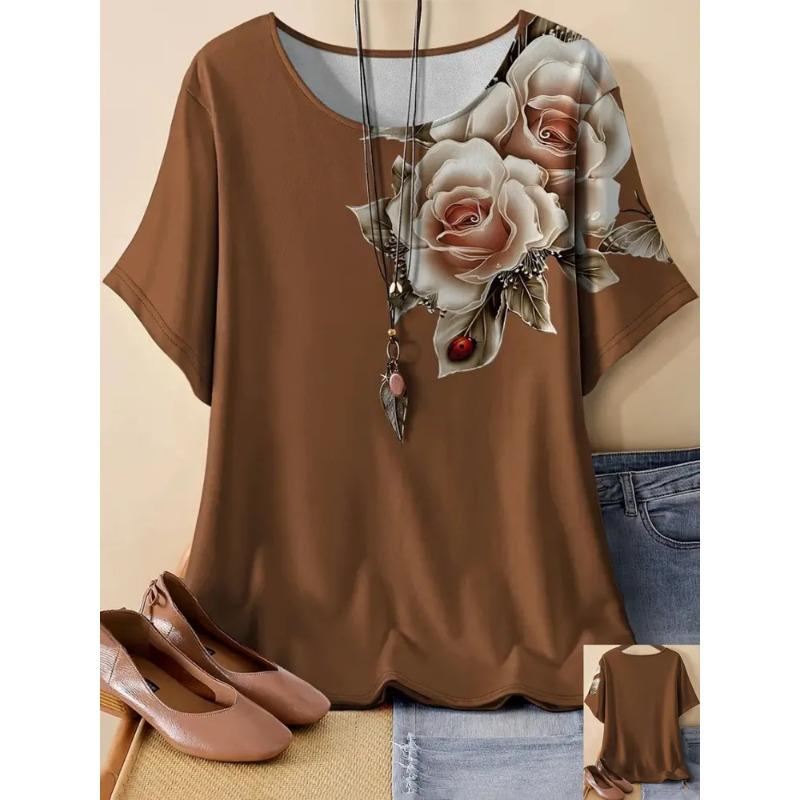 3D Printed Insect Flower Pattern Summer Fashion Women's T-shirt Breathable and Trendy Versatile