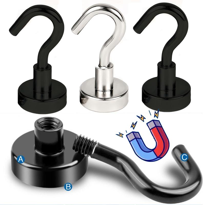 3/6Pcs Black Magnetic Hook 15 Lbs (Approx 7Kg) Indoor Hangings Hooks Multi-purpose For Home Kitchens Workplaces Offices Garages