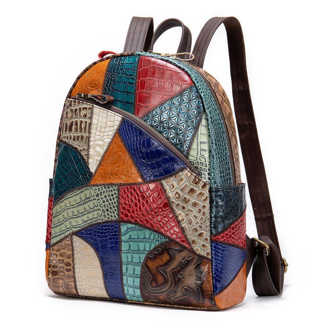 Women's Shoulder Bag Head Layer Cowhide Ladies Backpack Retro Handmade Genuine Leather Large Capacity Travel Backpacks