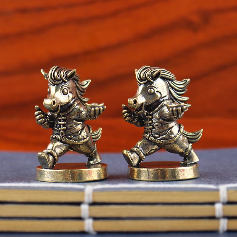 Antique Brass War Horse Desk De Brass War Horse Desk Decoration Chinese Year 2026 Zodiac Mascot Figurines Living Room Decoration