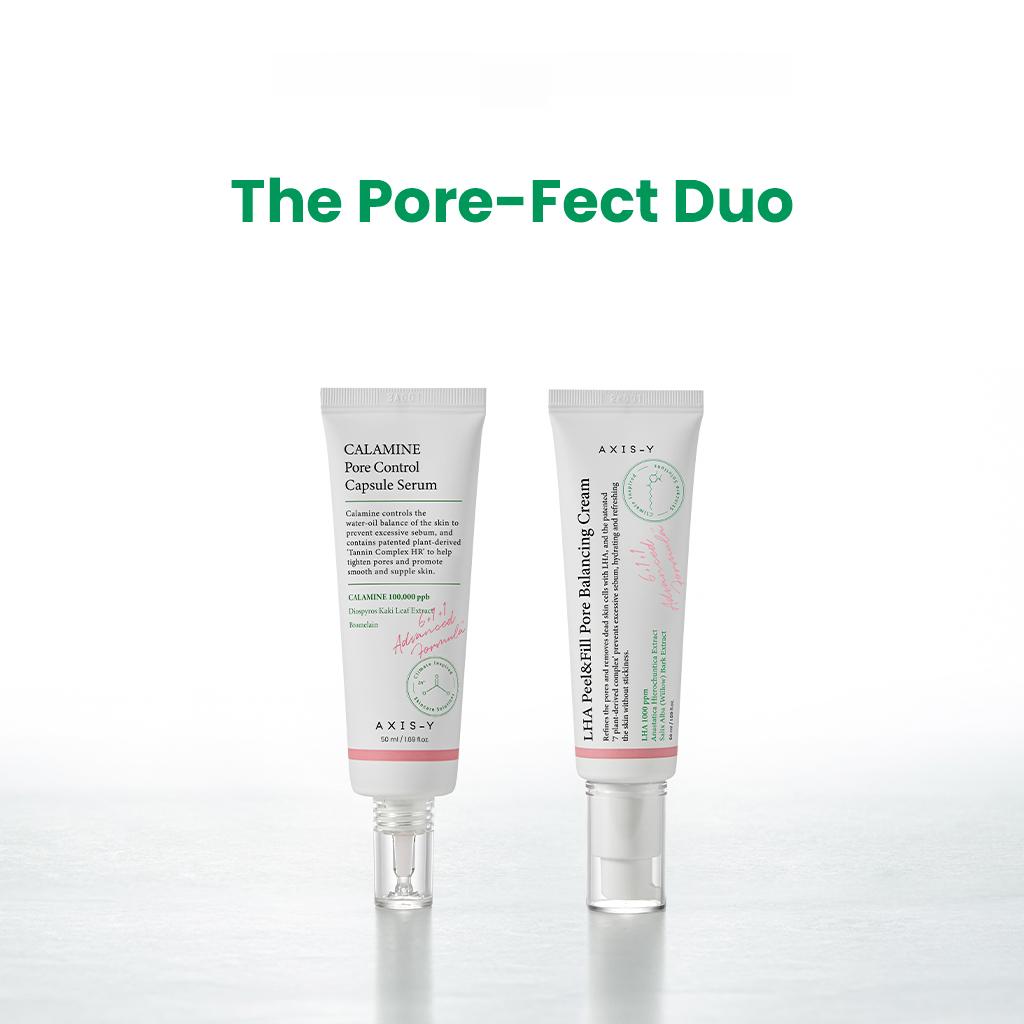 

AXIS-Y Дуэт Pore-Fect (Балансирующий крем для пор LHA Peel & Fill 50 мл + капсульная сыворотка для контроля пор CALAMINE 50 мл) Pore Serum