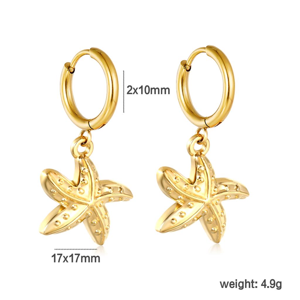 Beach Ocean Theme Metal Earrings Starfish Shell Conch Fish Holiday Dangle Earrings for Women