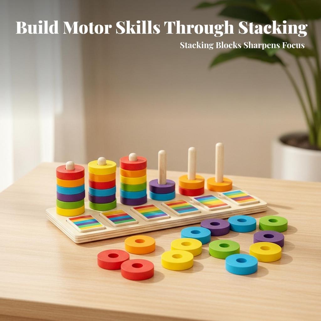 Wooden Educational ColorSorting Toy FineMotor Color Matching Board
