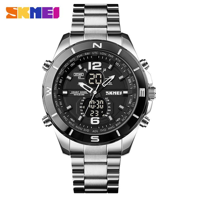 

Moment Beauty Skmei Fashion Outdoor Button Type Men s Sports Steel Belt Electronic Watch, Pin Buckle Waterproof Men s Watch