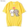 Peach and Goma Mochi Cat shirt Womens Cartoon Print Clothing Kawaii Boba tshirt 100% cotton tees soft Girls Cute clothes