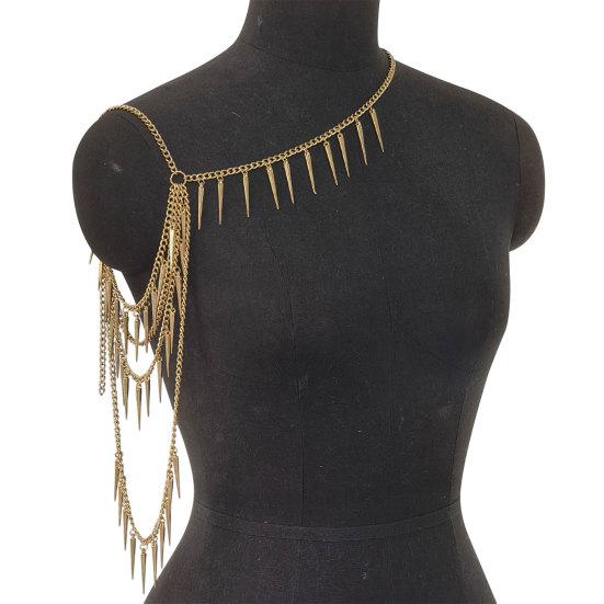 Gold Shoulder Chain Punk Body Chain Rivets Layered Sexy