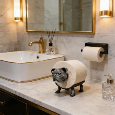 Portarotolo Carta Igienica Bulldog Inglese Stampa 3D Autoportante Porta Rotolo Cane Dispenser Asciugamani di Carta Bagno Cucina Scaffale Portaoggetti