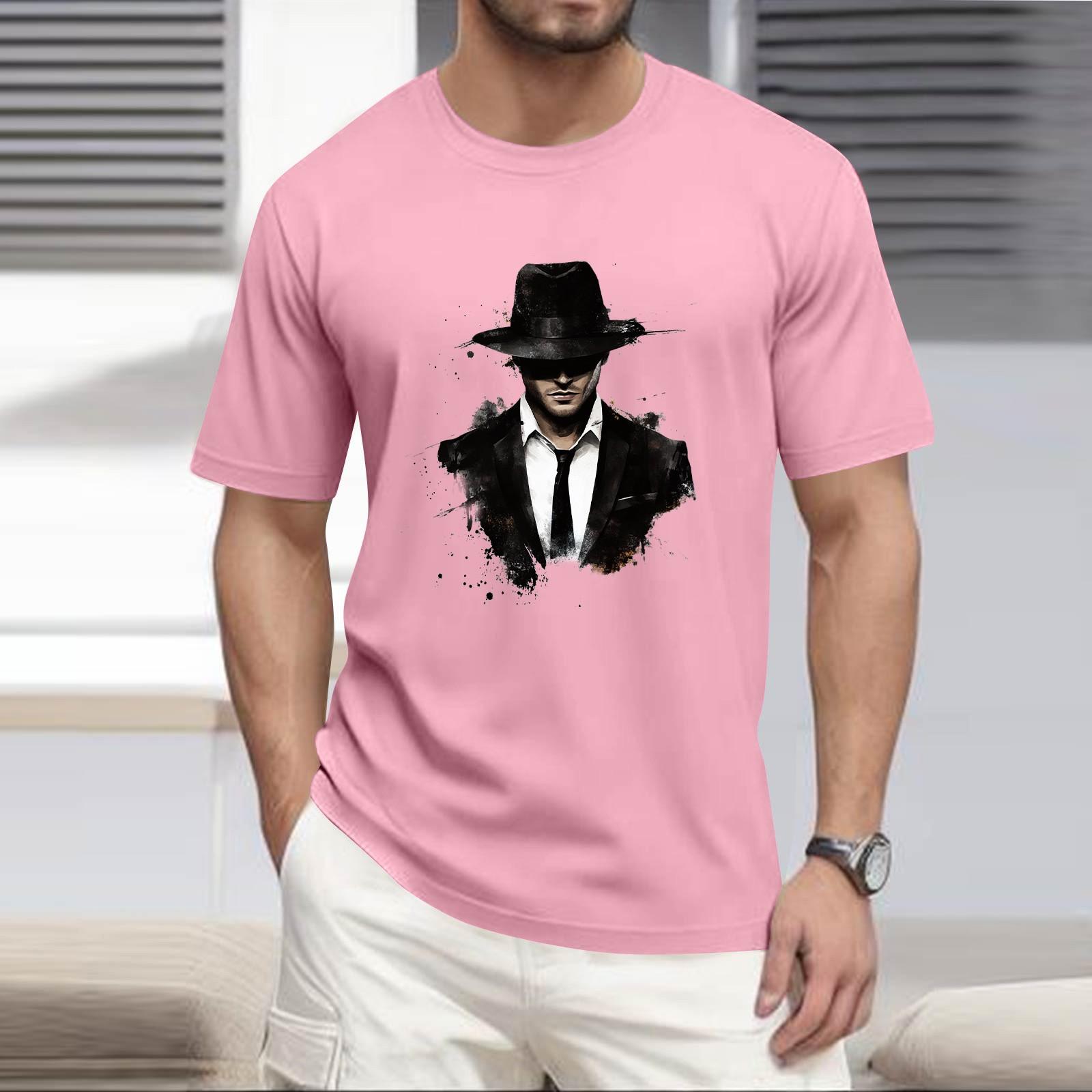 

Мужская рубашка с воротником-стойкой и коротким рукавом, свободная рубашка для отдыха и отдыха, мужская XXXL розовый