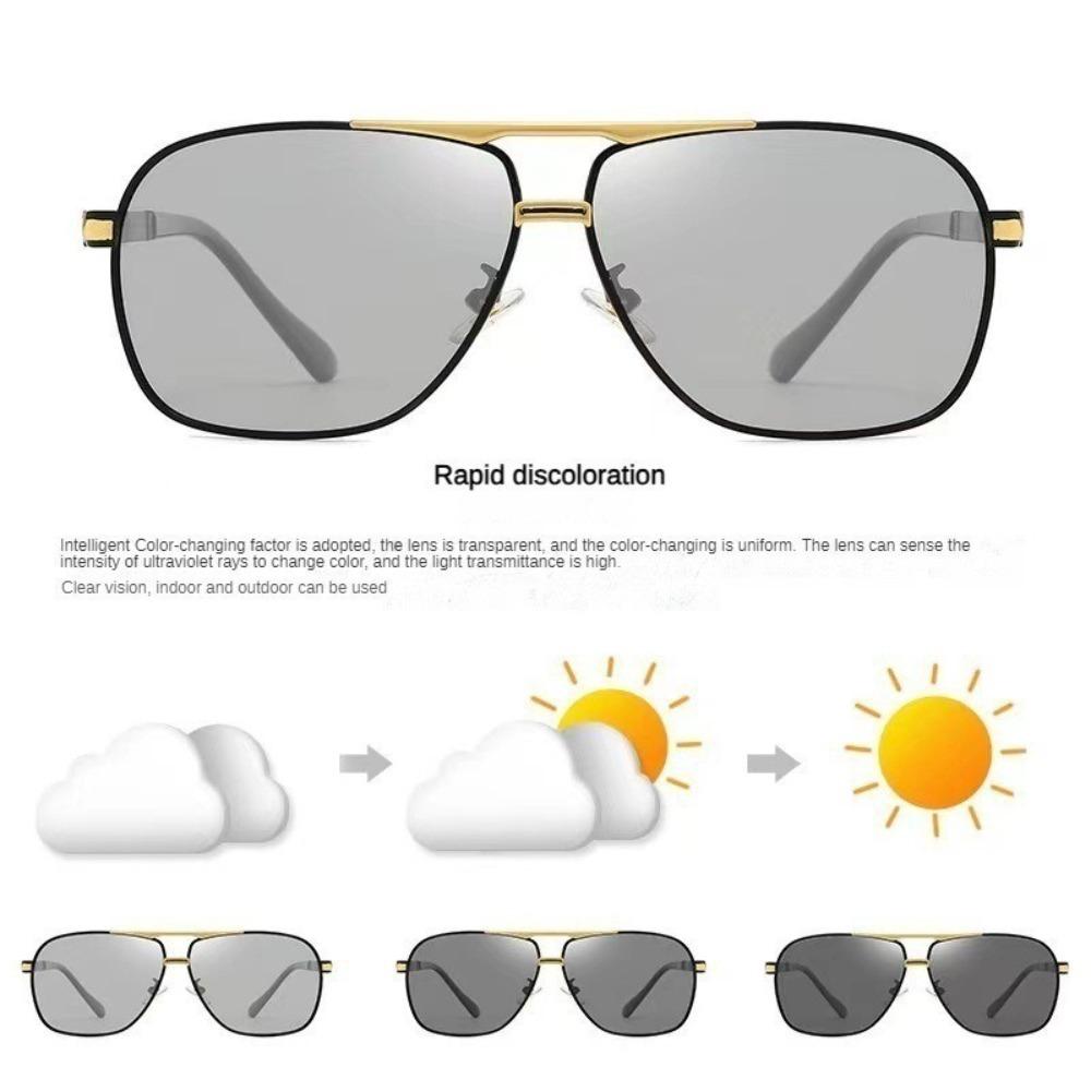 Color-changing Glasses UV-resistant Glasses UV400 Men Polarized Sunglasses Driving Day and Night Pilot Eyeglasses