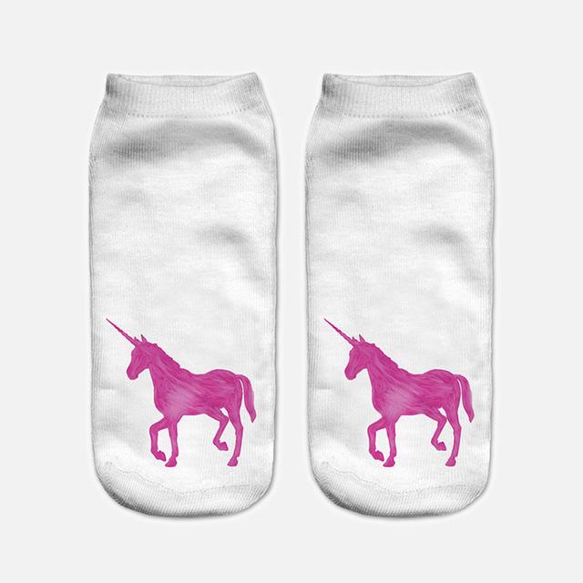 Harajuku 3D Print Unicorn Women Kawaii Ankle Licorne Chaussette Femme Calcetines Mujer Cute Art Socks Unisex