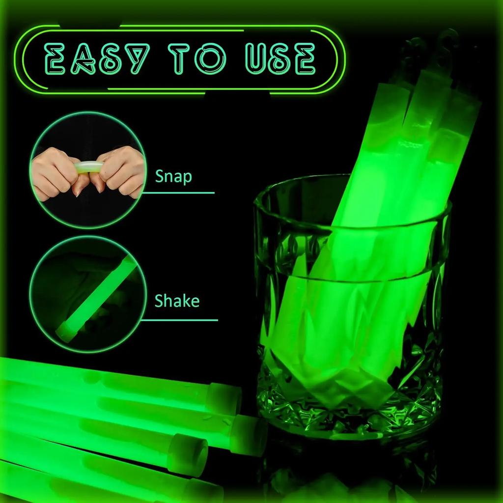 Glow Sticks Bulk Green Emergency Glow in Duration for Camping Hiking Outdoor Parties Activities Survival Storms Blackouts