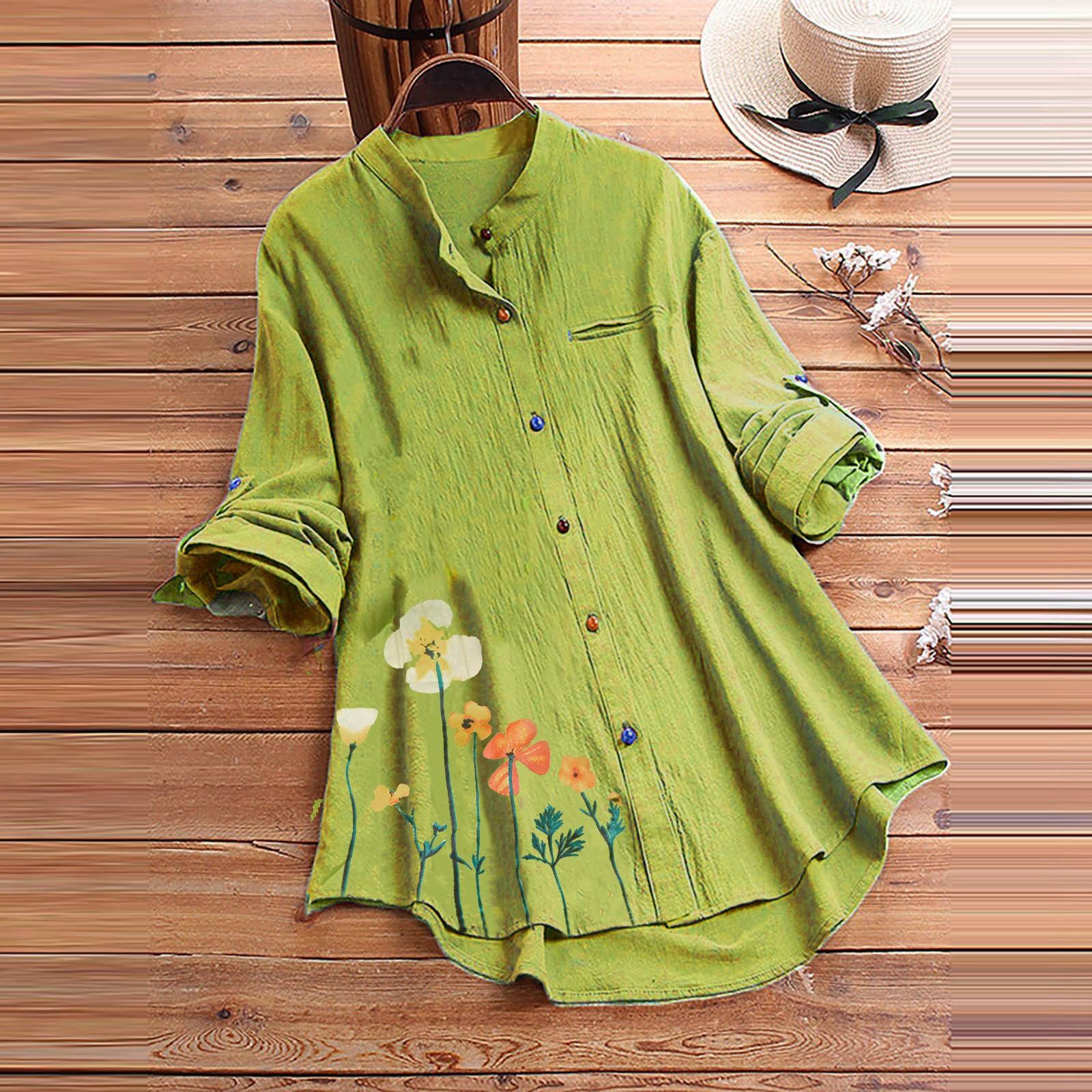 

Женская модная повседневная однотонная свободная рубашка на пуговицах с длинным рукавом, топ XXXXXL зелёный