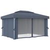 Gazebo with Curtains 4x3 M Anthracite Aluminium
