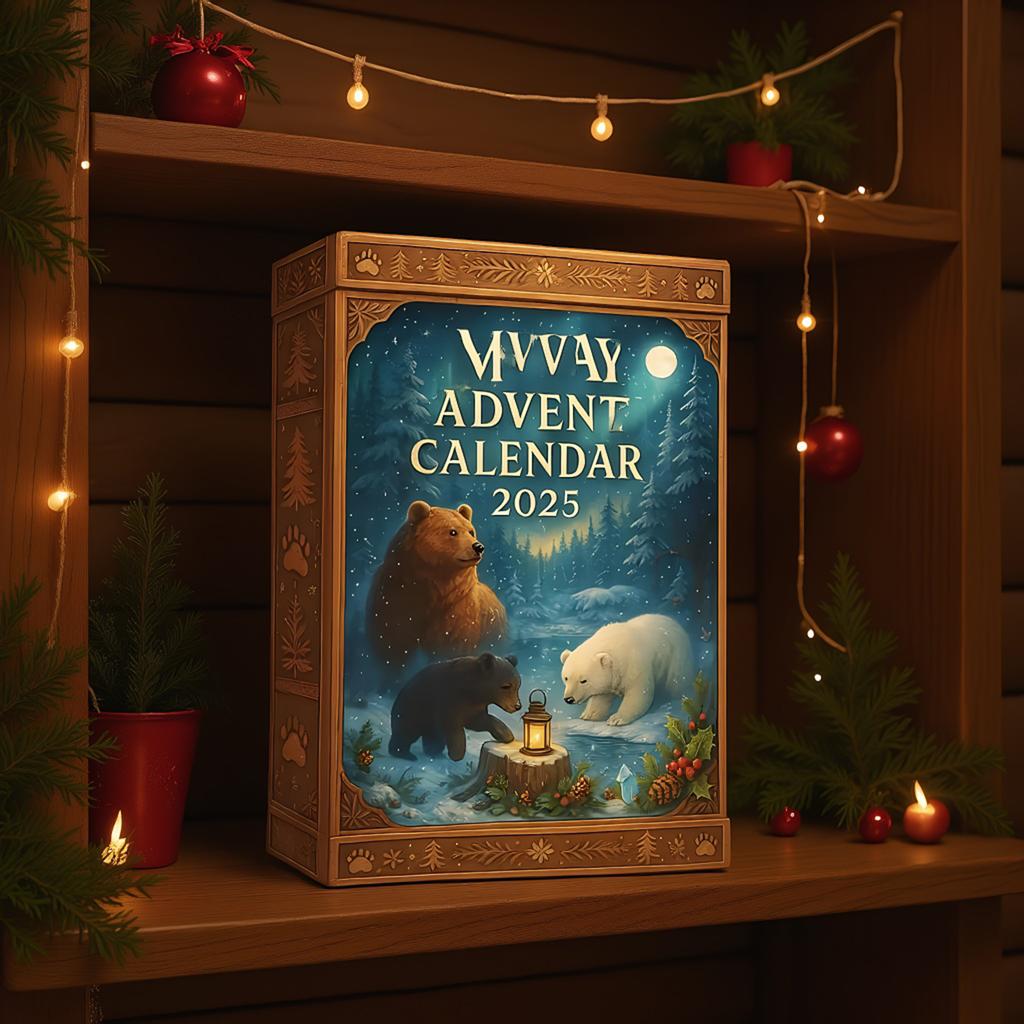 2025 Bär Tier Adventskalender 2D Acryl Bär Ornamente Weihnachtskalender für Mädchen Jungen Kinder Bärenliebhaber