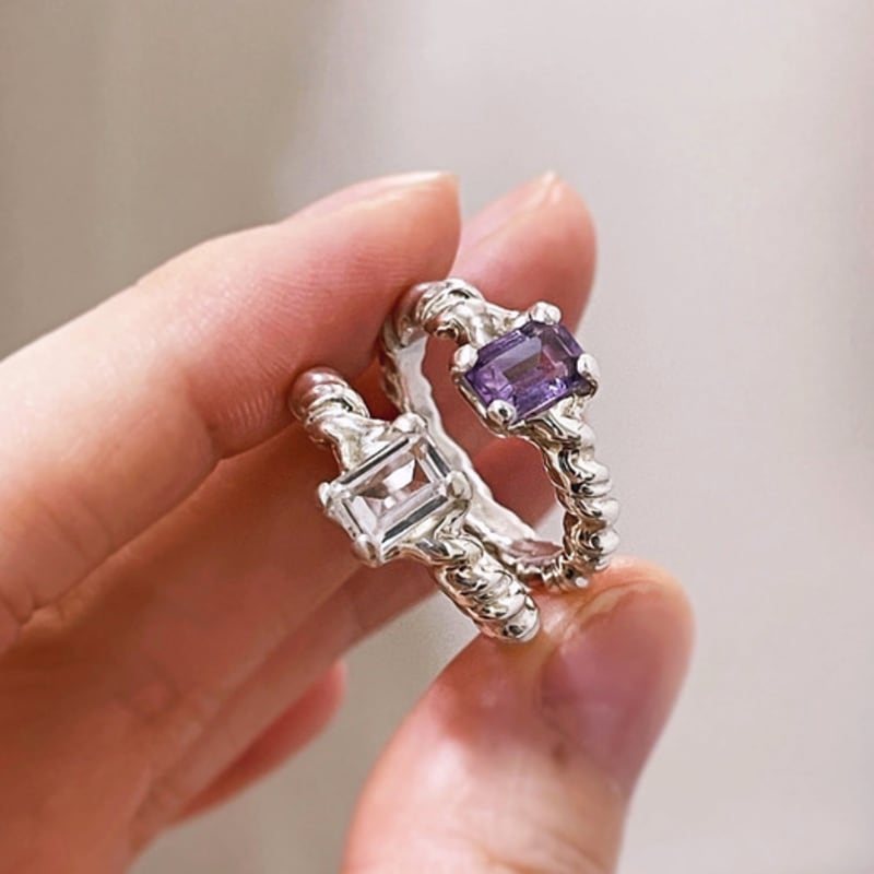 

skos Twist Square Ring Purple Amethyst (No. 16)