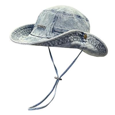 Portable Sun Protection Denim Cloth Bucket Hat Anti-UV Retro Fisherman Cap Breathable Casual Mountaineering Caps Outdoor