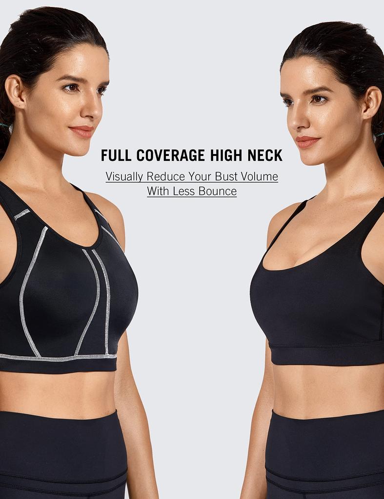 SYROKAN Plus Size Wireless Full Cup Running Sports Size H85 Women's Non-Slip Bra, Racerback, Black, 2,