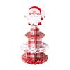 Christmas 3-Tier Paper Cupcake Stand, Santa Claus Theme Dessert Holder, Party Table Decor for Holiday Gathering
