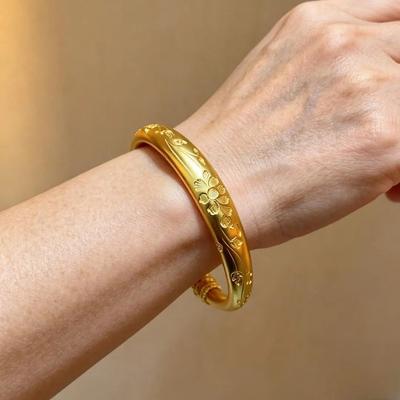 Vintage Explosive Qixi Festival Valentine's Day Gift Elegant Solid Peony Flower Opening Bracelet Premium