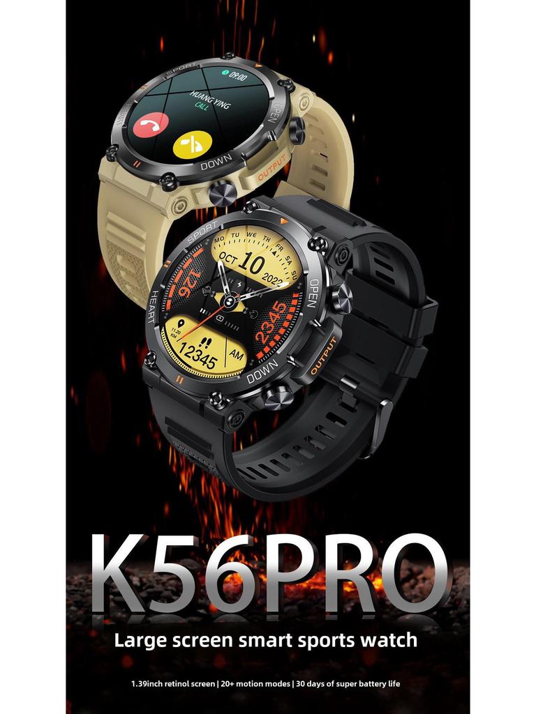 K56PRO Smartwatch: Wodoodporny, Połączenia Bluetooth, Muzyka, Pogoda, Monitorowanie Tętna, Ciśnienia Krwi i Natlenienia Krwi.