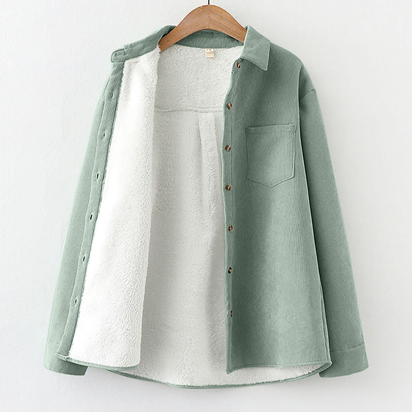 

Женская И Зимняя Однотонная Ретро Свободная Утепленная Рубашка с Длинным Рукавом L армия зеленый