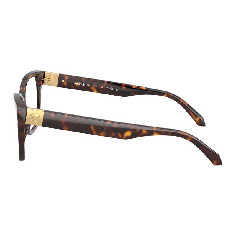 Versace Temple Logo Acetate Cat Eye Optical Glasses Women's Tortoiseshell 65970391 VE3382108-Tortoiseshell 55/15/140-h.41