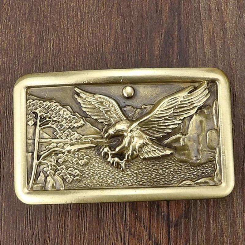 Zodiac Pure Copper Belt, Button Head Men's 3.8 Belt, Head Brass Solid Full Brass Belt Head Clip