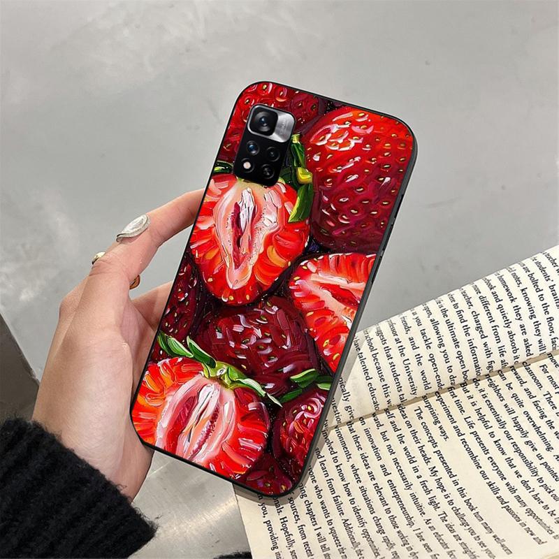 Phone Case For Xiaomi Poco C71 15T 14T Pro Redmi Note 15 14 14 13 Pro Redmi A5 15C 13C Strawberry Cat Cartoon