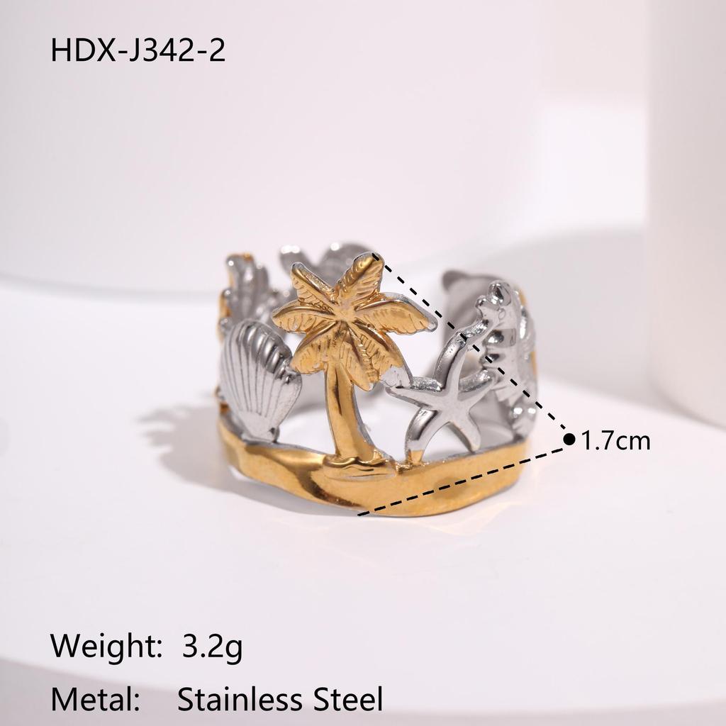 Ocean Style Mermaid Bangle with Coconut Tree & Pearl Inlay, Stainless Steel Jewelry