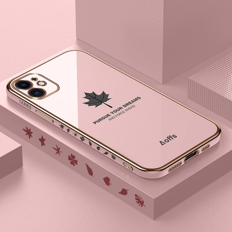 

Підходить для чохла для мобільного телефону iPhone 16 Протиударний Лист клена Apple 15 Захисний чохол 13 Повне покриття 14 Promax Гальванізований силікон iPhone16Promax