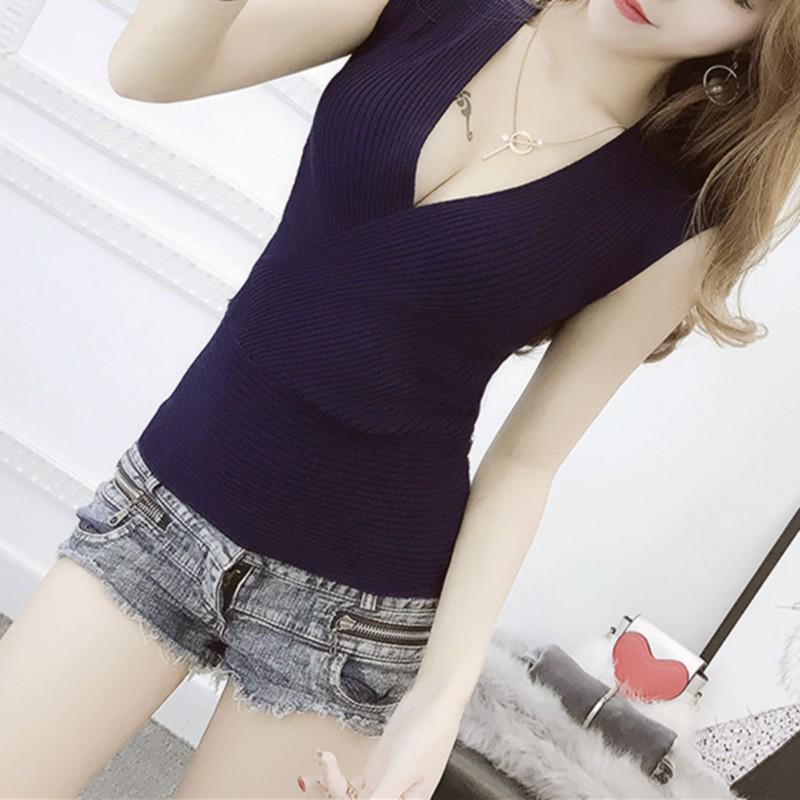 2025 Summer Women's Sleeveless Stretchy Crisscross Deep V-Neck Bodycon Tank Top