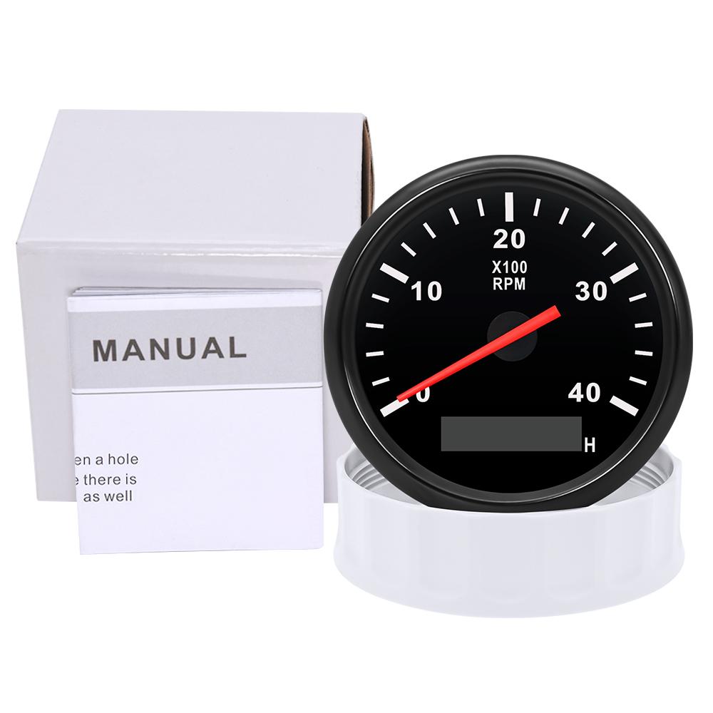 Universal 85mm Boat Tachometer Marine Tacho Meter Gauge LCD Hourmeter 6000RPM 8000 RPM Meter Car tacometro Toerenteller 12V/24V