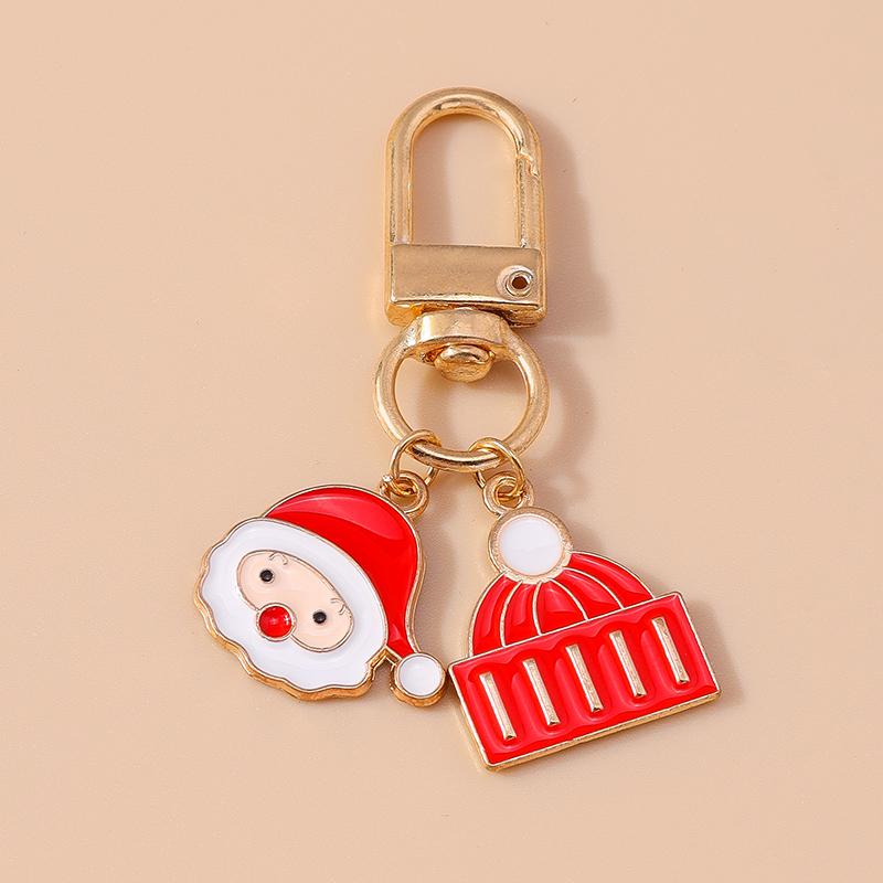 

Cute Enamel Elk Snowman Santa Claus Keychain Christmas Key Ring Women Girls Handbag Pendants DIY X mas Jewelry Accesories