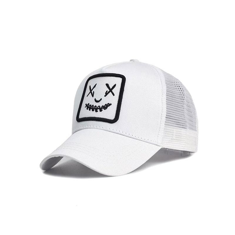 Smiley Face Embroidered Sun Protection Baseball Cap, Outdoor Running Mesh Visor Hat