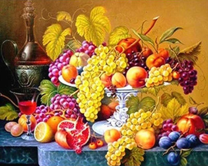 Diamond Painting Fruit Full Square Round Drill Diamond Embroidery Apple Mosaic Needlework Art Home Decoration